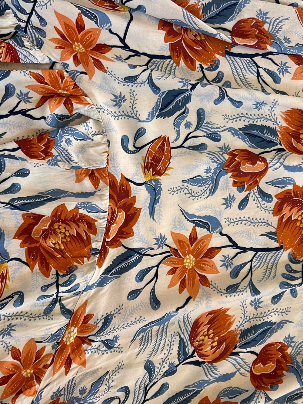 Anthropologie Abel the Label Maxi Dress Floral Sz Large Orange and Blue Hi Low - Picture 10 of 10